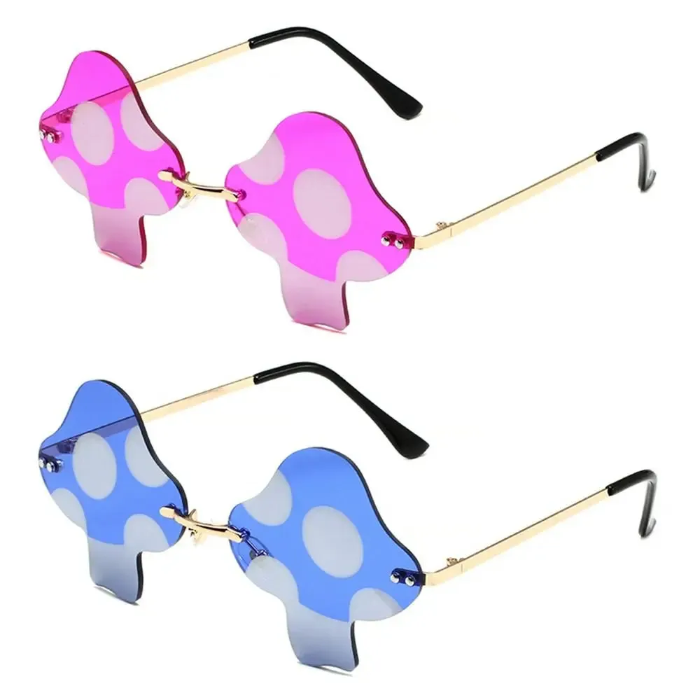 Mushroom Shape Sunglasses Irregular Rimless Sun Glasses Retro Trendy Fun Sunglasses for Women Men Decorations Party Sunglasses