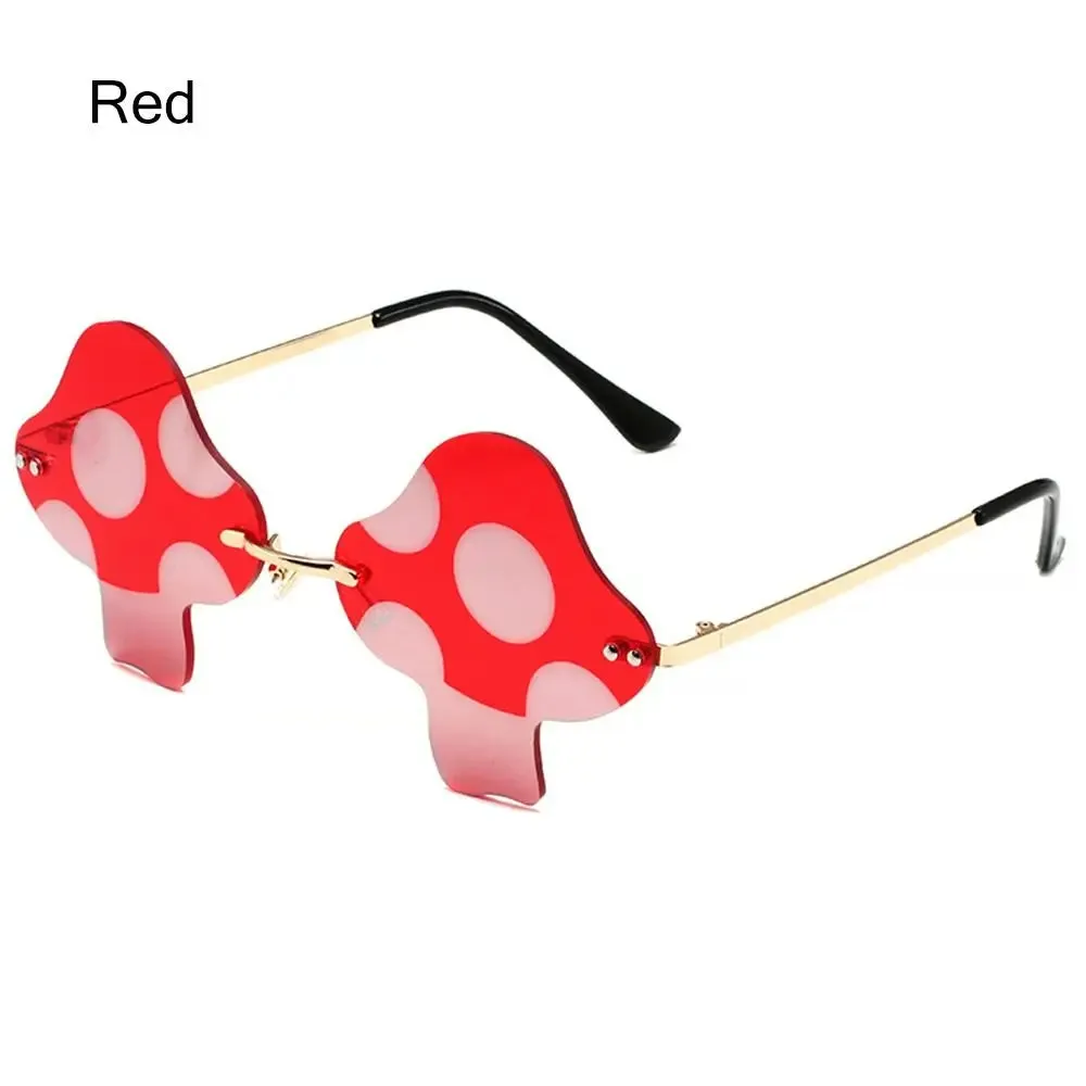 Mushroom Shape Sunglasses Irregular Rimless Sun Glasses Retro Trendy Fun Sunglasses for Women Men Decorations Party Sunglasses