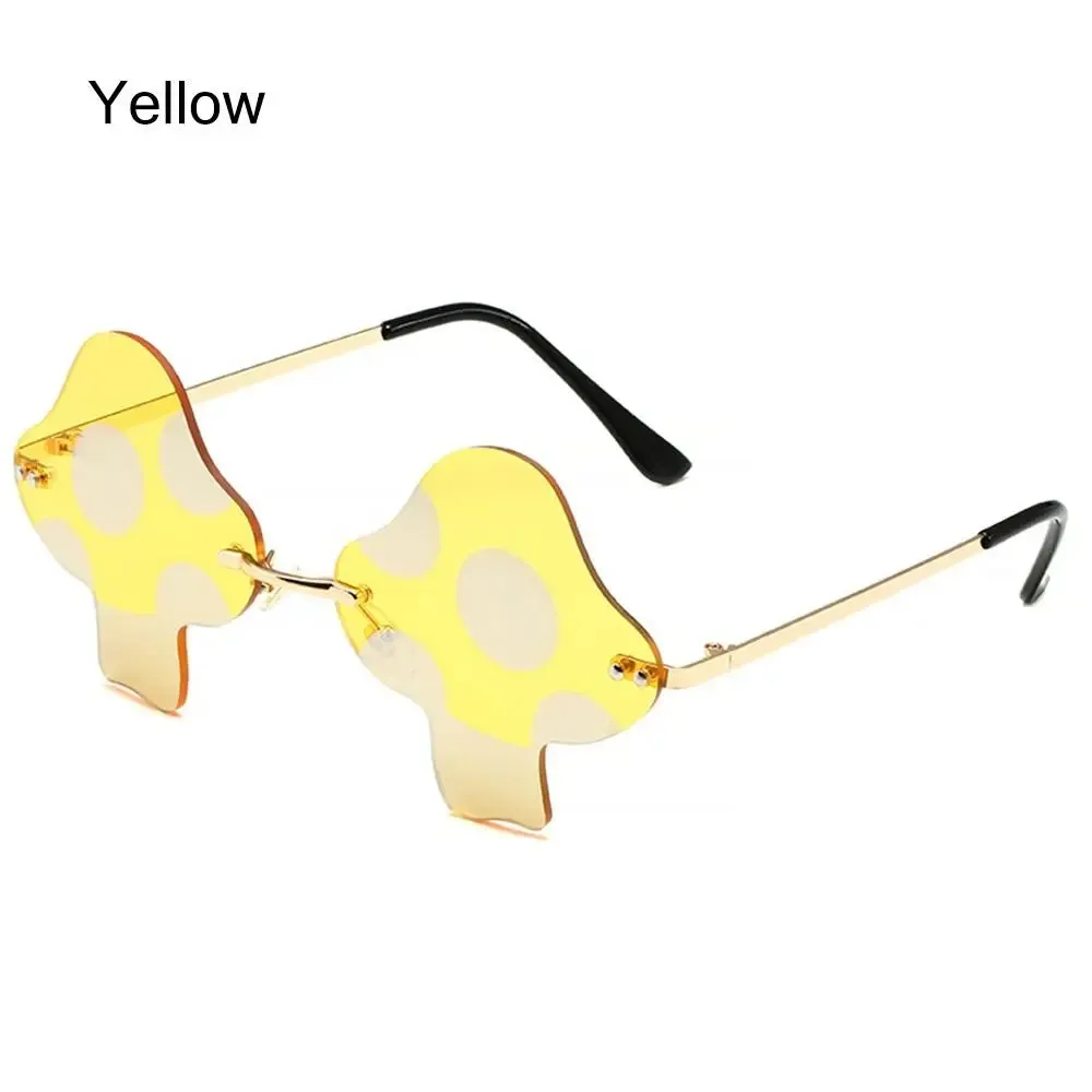 Mushroom Shape Sunglasses Irregular Rimless Sun Glasses Retro Trendy Fun Sunglasses for Women Men Decorations Party Sunglasses