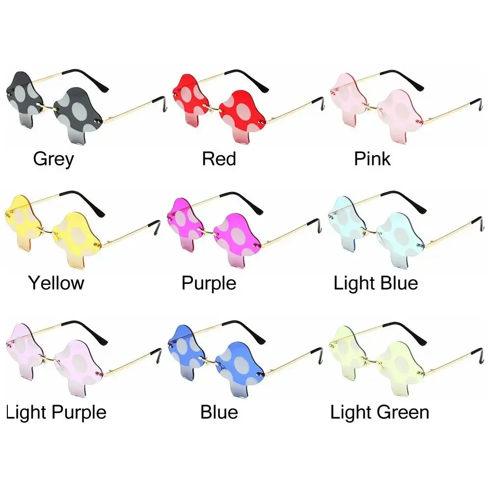 Mushroom Shape Sunglasses Irregular Rimless Sun Glasses Retro Trendy Fun Sunglasses for Women Men Decorations Party Sunglasses
