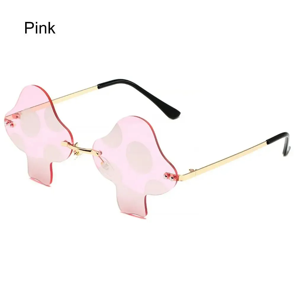 Mushroom Shape Sunglasses Irregular Rimless Sun Glasses Retro Trendy Fun Sunglasses for Women Men Decorations Party Sunglasses