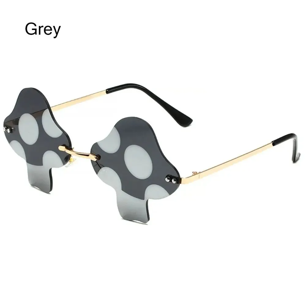 Mushroom Shape Sunglasses Irregular Rimless Sun Glasses Retro Trendy Fun Sunglasses for Women Men Decorations Party Sunglasses