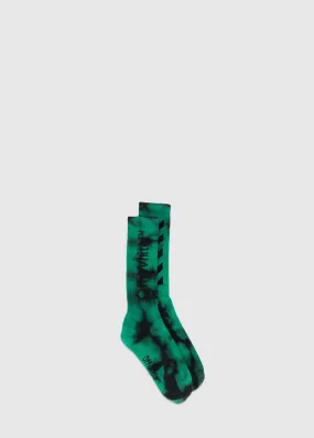 OFF-WHITE: TIE DYE DIAG SOCKS [ DARK GREEN]