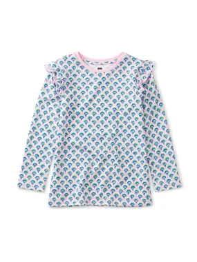 Painted Waives Long Sleep Ruffle Top