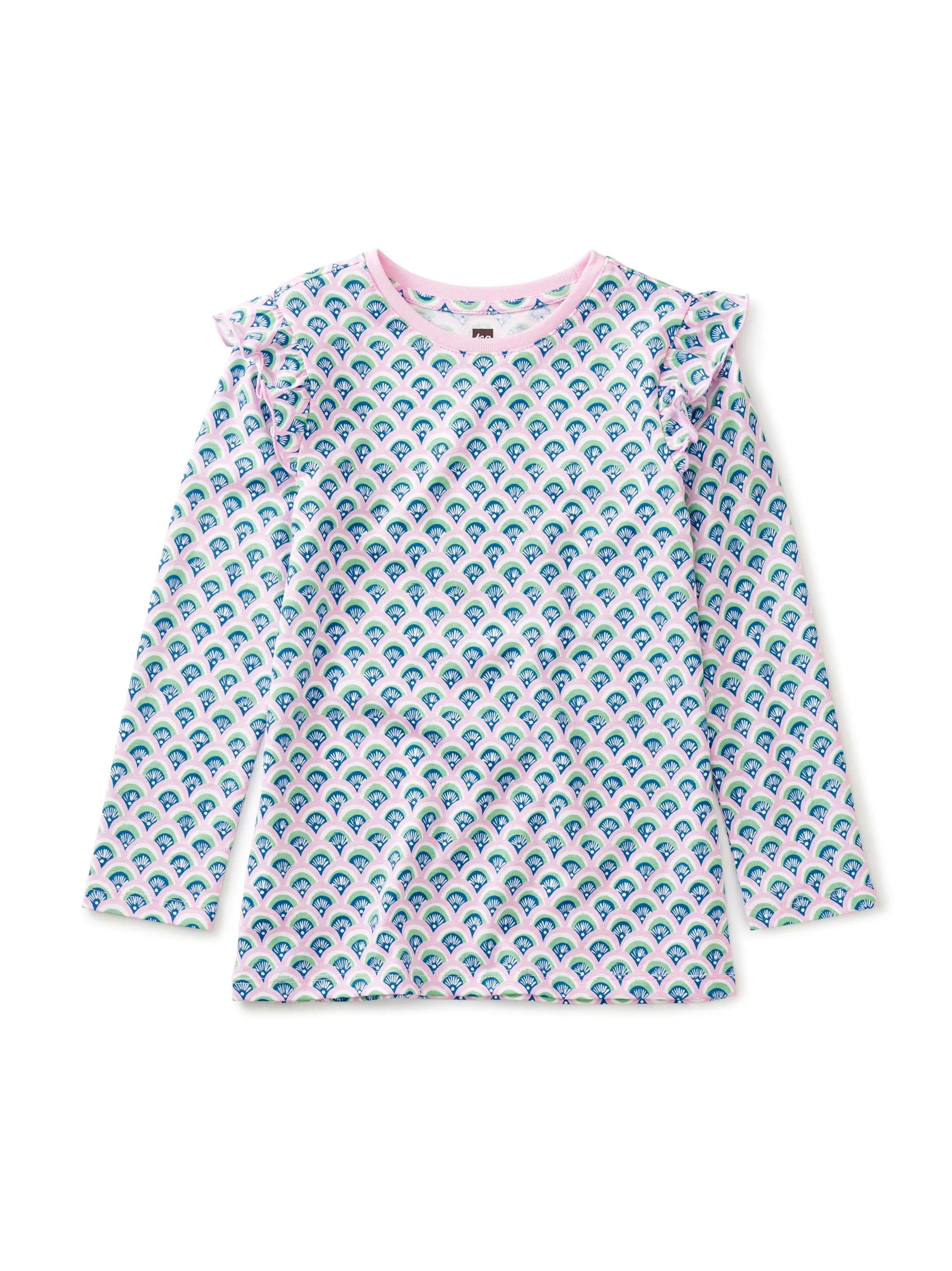 Painted Waives Long Sleep Ruffle Top