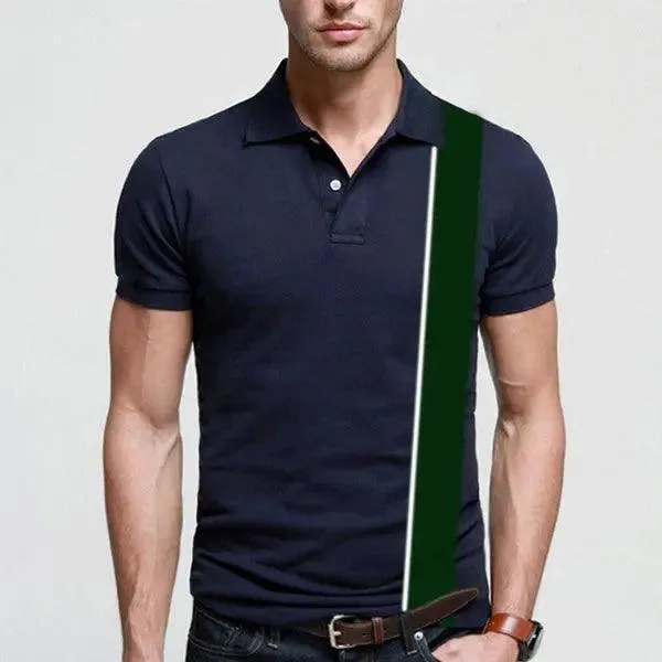 Panel Navy Blue Polo T-Shirts
