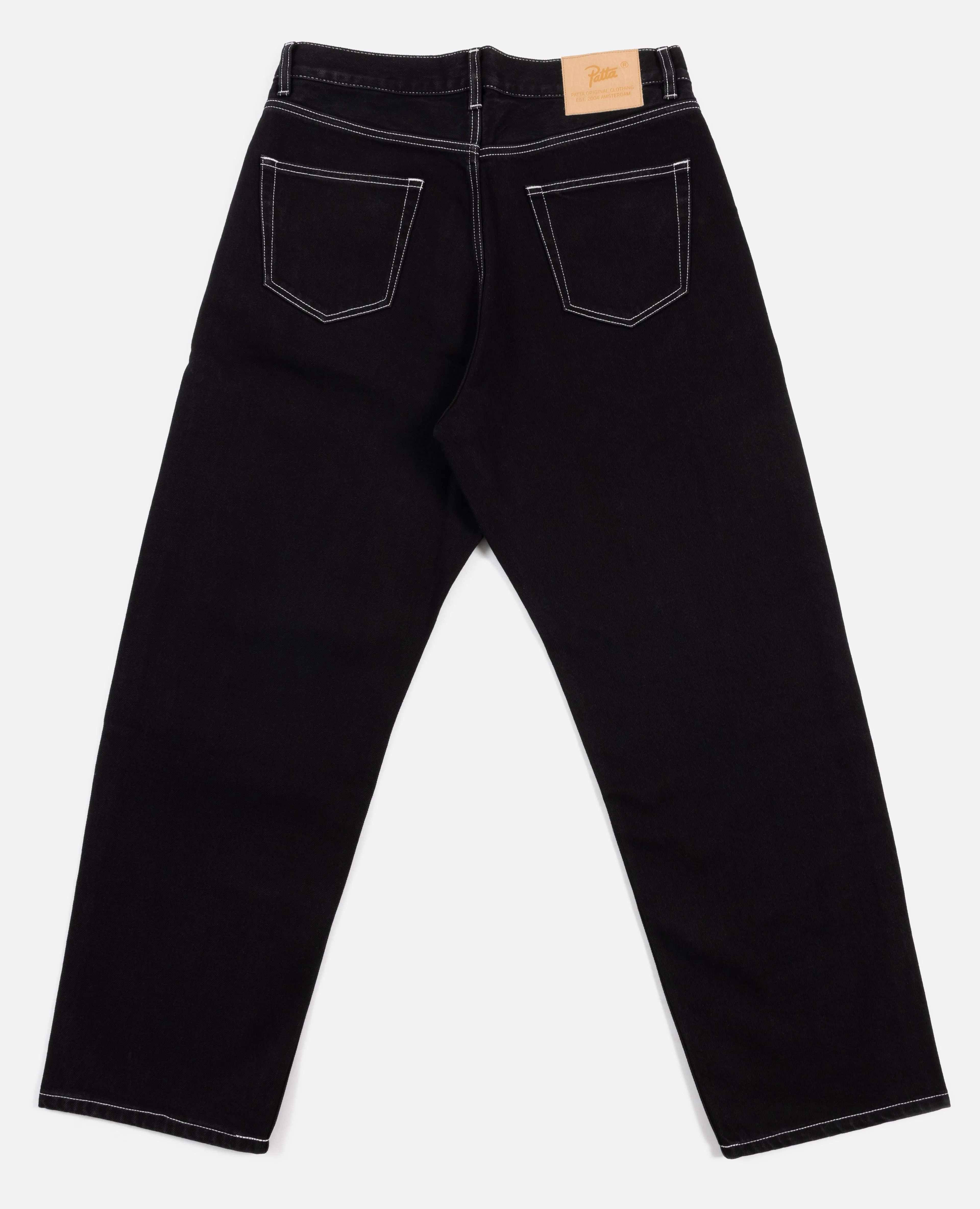 Patta Contrast Stitch Loose Denim Pants (Black)