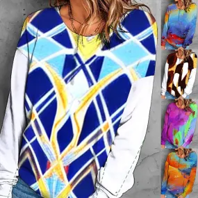 PIN GROUPS Winter Pullover Women's New Design Printed T-shirt Daily Street Loose Size Long Sleeve Autumn Vintage Elegant Sweater Tops