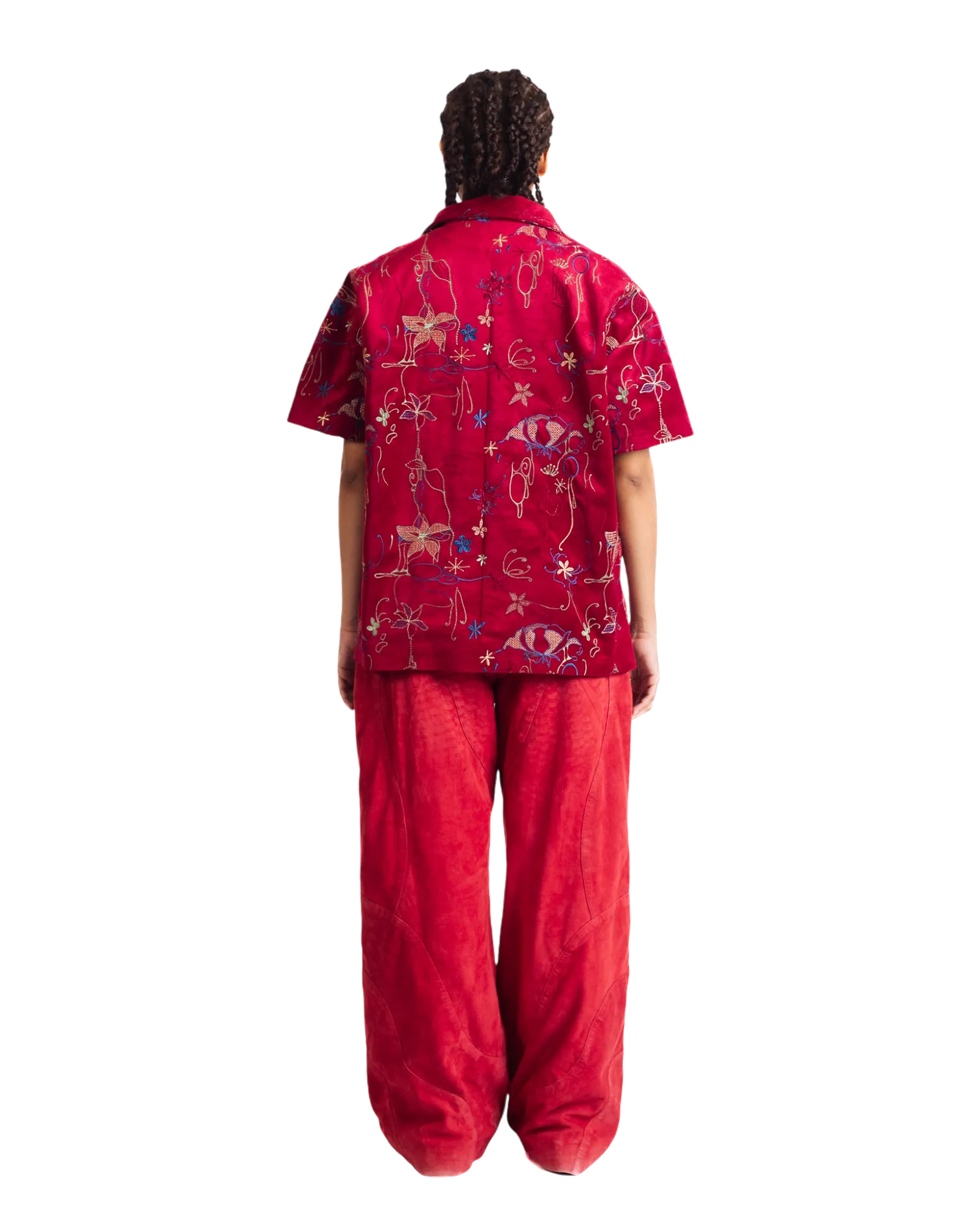 "STUDY IN SCARLET" VELVET BUTTON DOWN