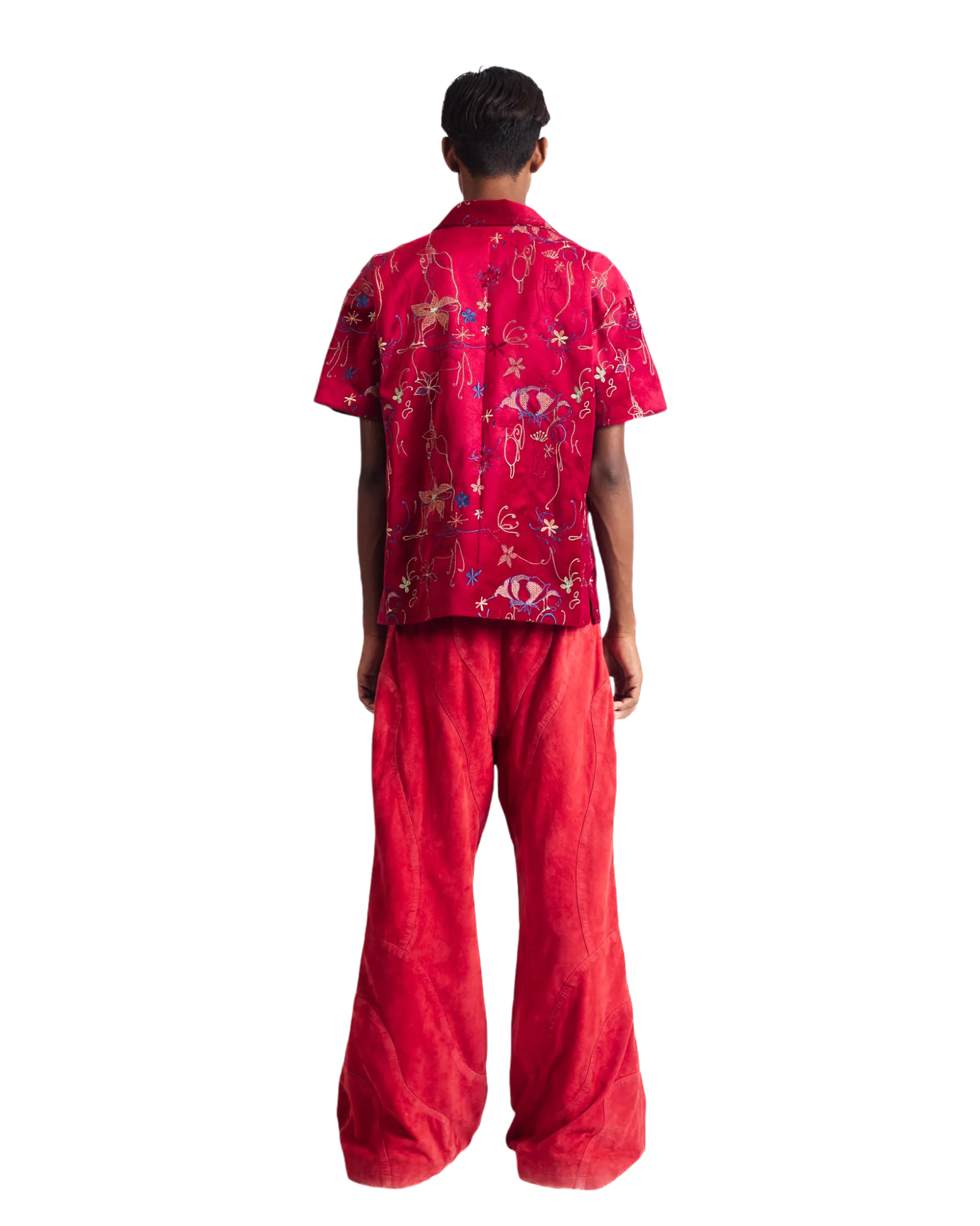"STUDY IN SCARLET" VELVET BUTTON DOWN