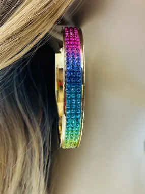 Rainbow Rhinestone Hoops