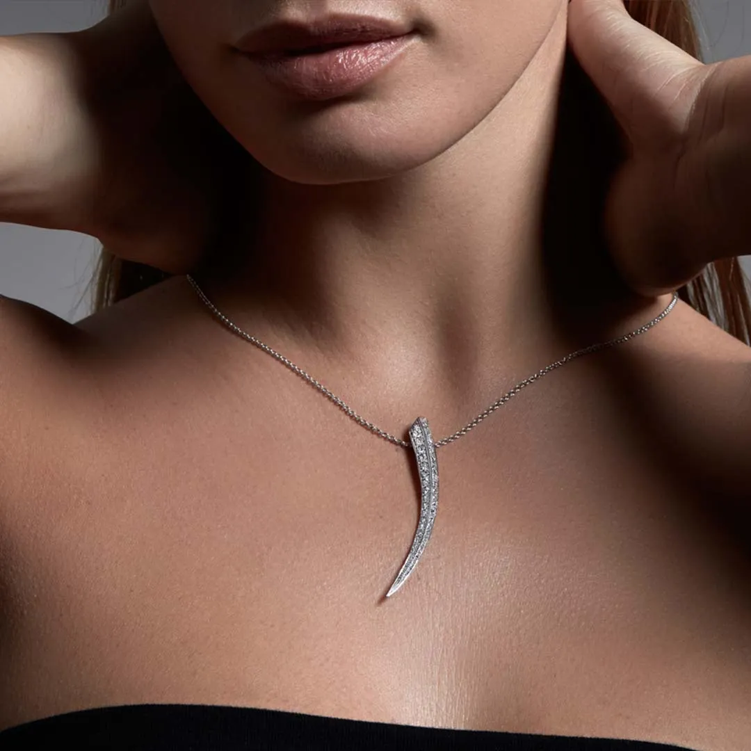 Sabre Fine Medium Necklace - 18ct White Gold & Diamond