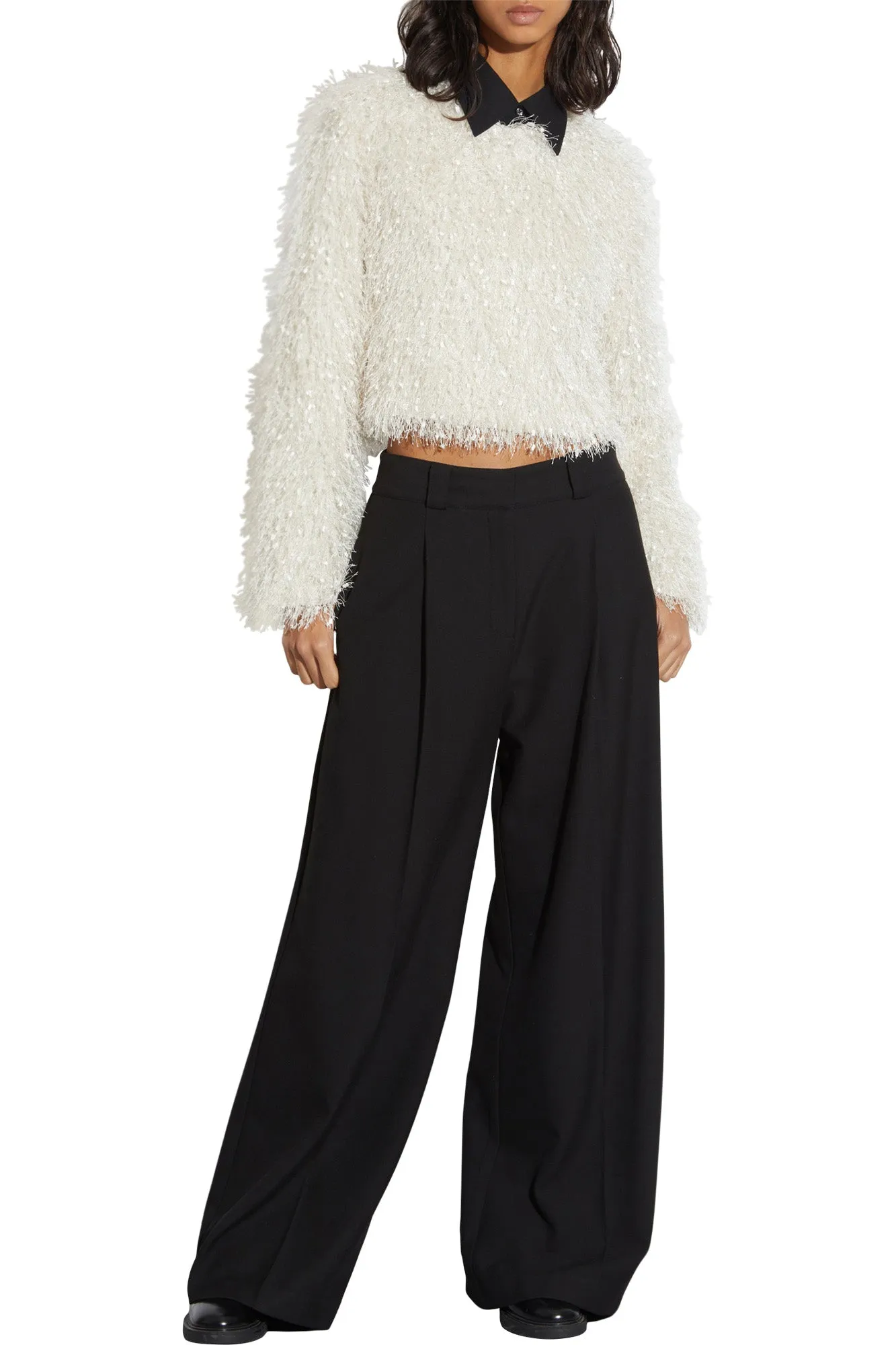 Saint Art Tiffany Mid-Waisted Wide Leg Trouser in Black