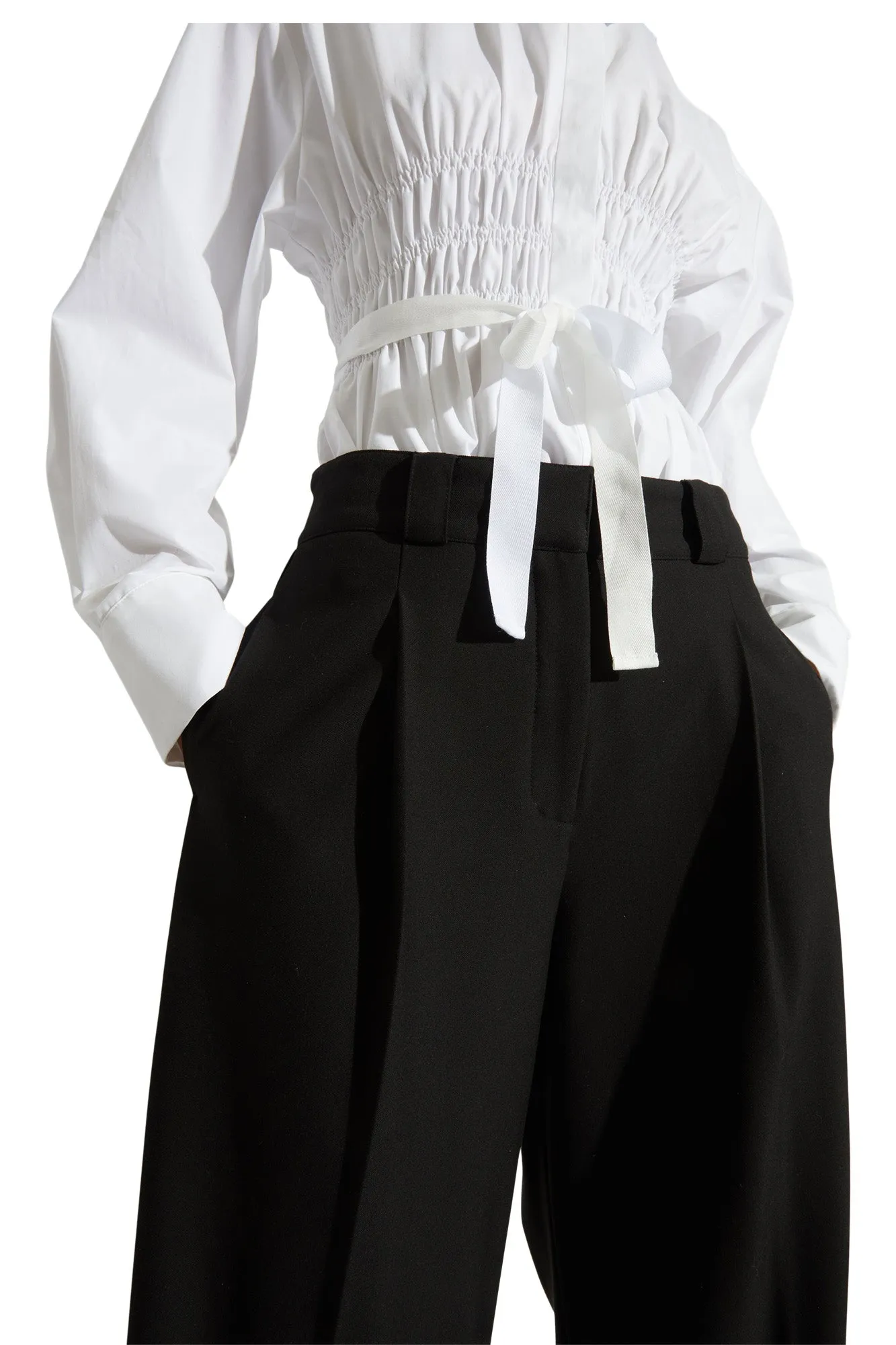 Saint Art Tiffany Mid-Waisted Wide Leg Trouser in Black