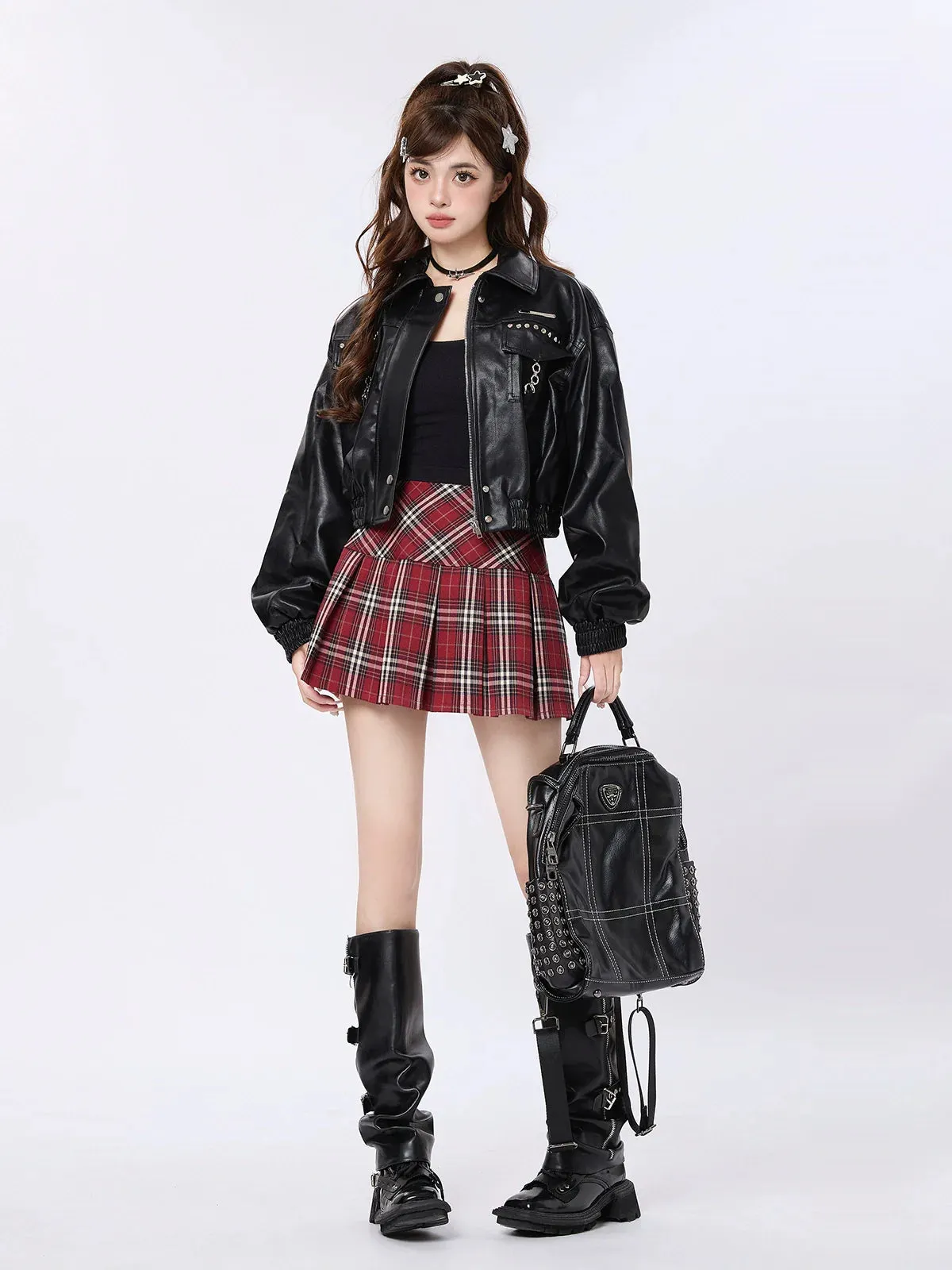 Short Motorcycle-style Jacket American Leather