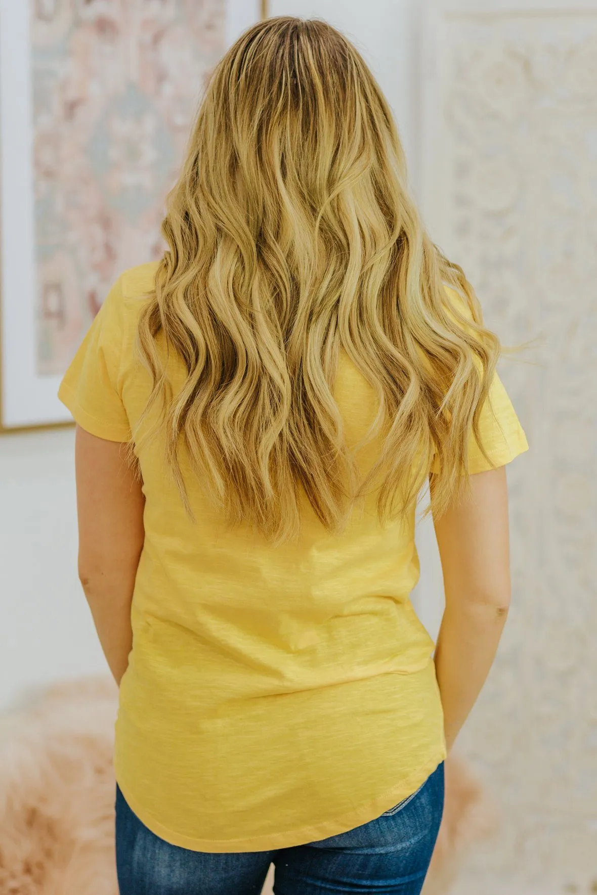 'Southern Girl' Crew Neck Short Sleeve T Shirt in Mustard