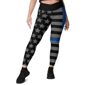 Thin Blue Line Stars n Stripes Leggings with pockets
