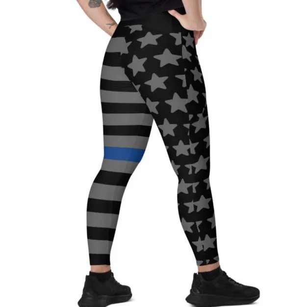 Thin Blue Line Stars n Stripes Leggings with pockets