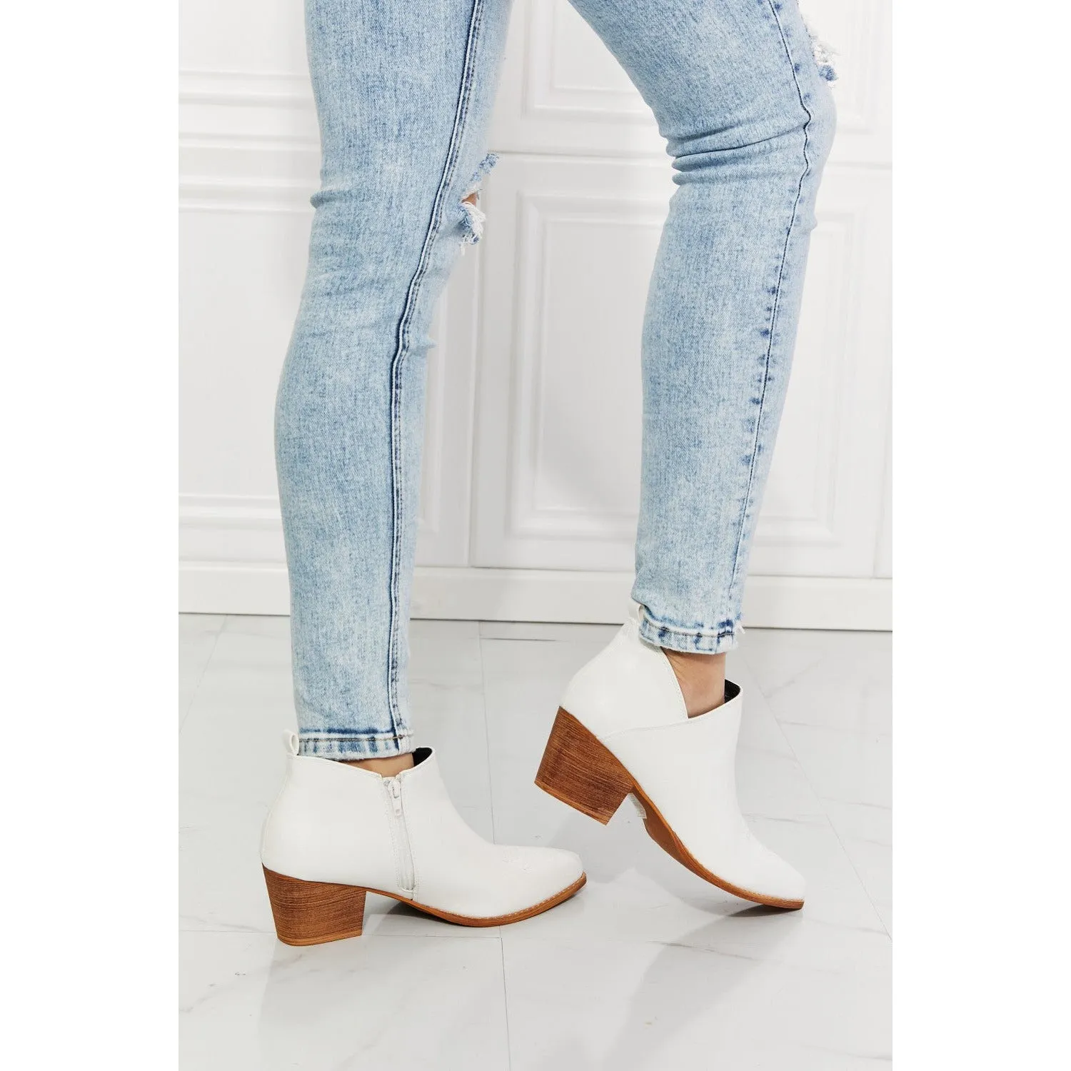Trust Yourself Embroidered Crossover Cowboy Bootie in White