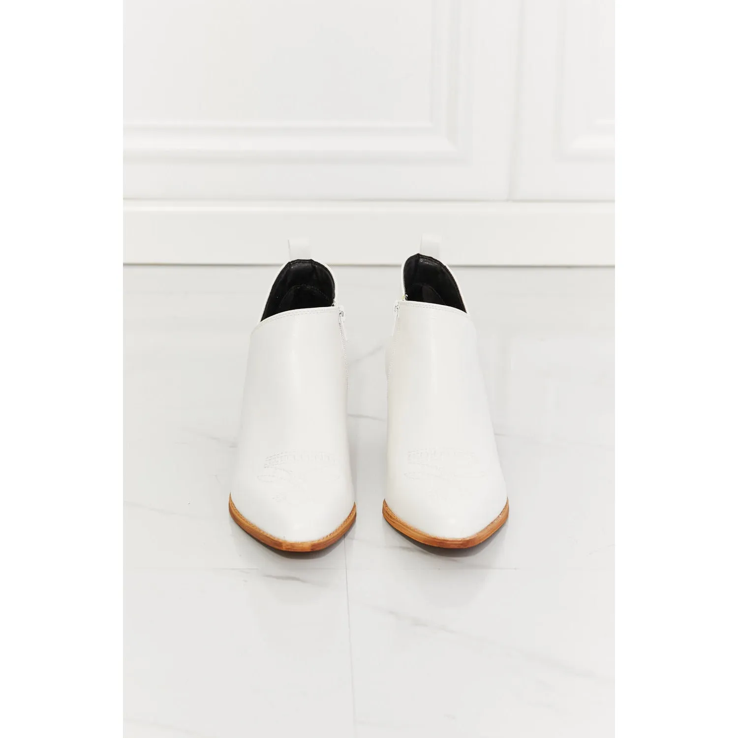 Trust Yourself Embroidered Crossover Cowboy Bootie in White