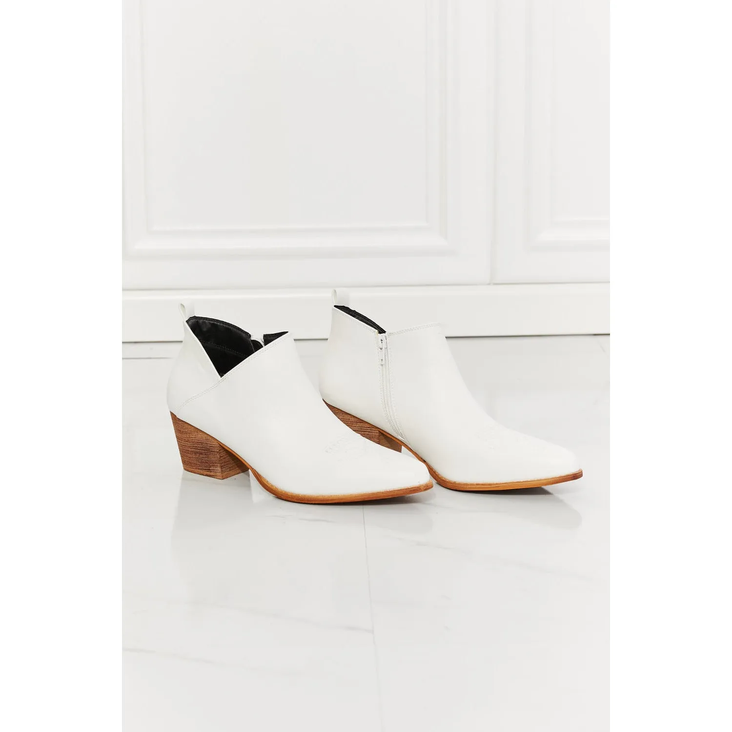 Trust Yourself Embroidered Crossover Cowboy Bootie in White