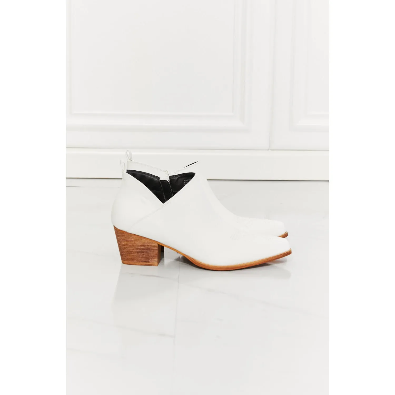 Trust Yourself Embroidered Crossover Cowboy Bootie in White