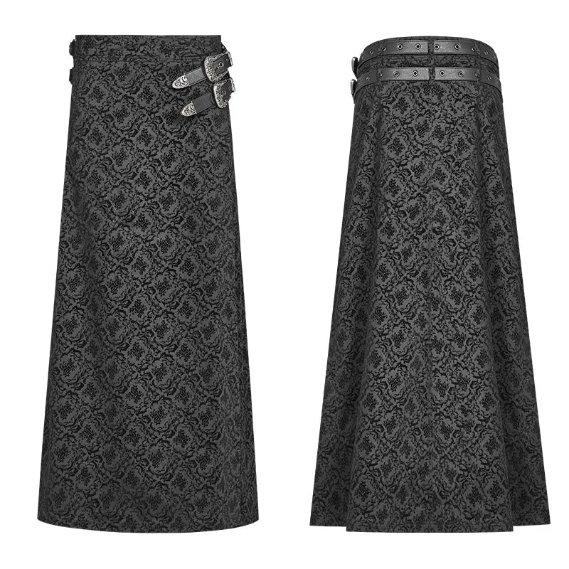 WQ-403 Gothic Vintage Personality Split Long Skirts For Men