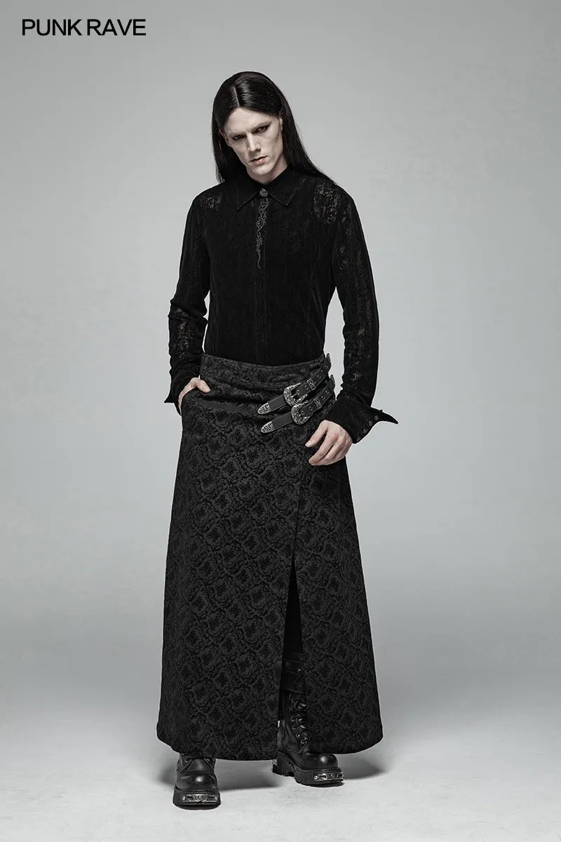 WQ-403 Gothic Vintage Personality Split Long Skirts For Men