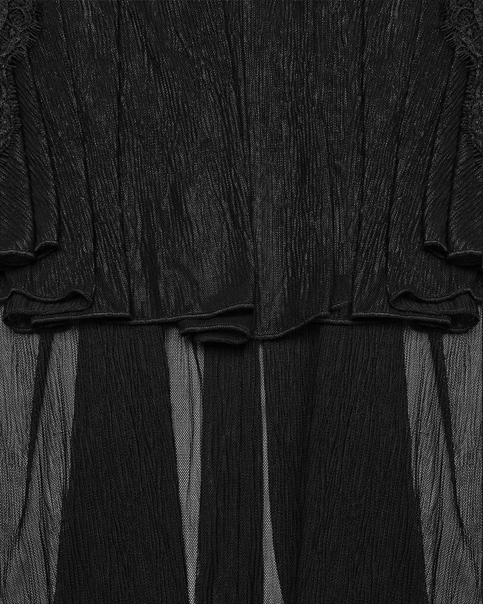 WQ-750BQF Womens Long Gothic Velvet, Lace & Mesh Fishtail Skirt